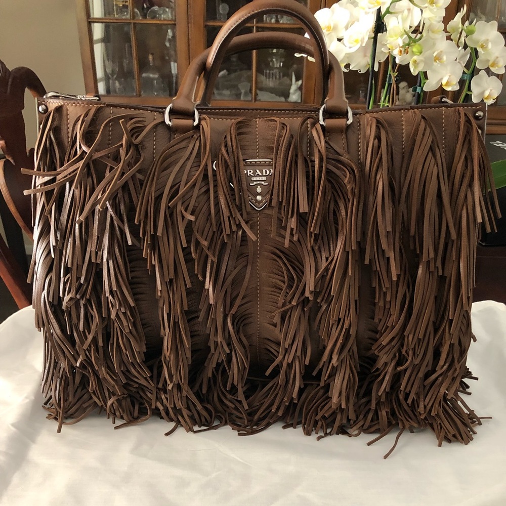 NEW Convertible Fringe Tote Studded Nappa Leather (Medium)